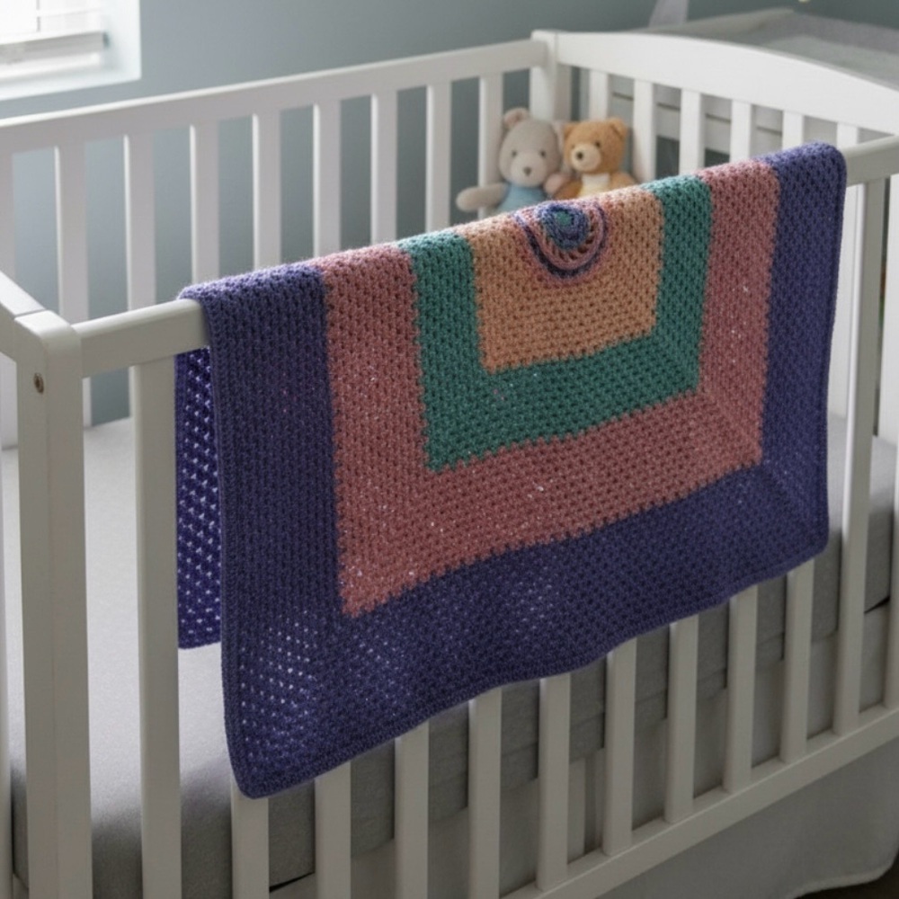NWT Handmade Crochet Blanket For Baby Girl or Boy or Gift
